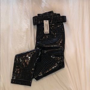 boohoo: Mock Croc Faux Leather Tapered Pants